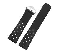 DKWOIS Cinturino in silicone morbido in gomma da 22 mm compatibile con cinturino TAG HEUER MONACO CARRERA FORMULA 1 cinturino for orologio con fibbia pieghevole(Black silver)