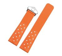 DKWOIS Cinturino in silicone morbido in gomma da 22 mm compatibile con cinturino TAG HEUER MONACO CARRERA FORMULA 1 cinturino for orologio con fibbia pieghevole(Orange silver)