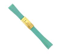 DKWOIS Comodo cinturino in gomma da 20 mm x 18 mm con fibbia deployante in acciaio inossidabile, cinturino for orologio non luminoso for uomo e donna(Golden)