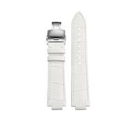 DKWOIS Compatibile Con Cinturino For Orologio LV Louis Vuitton Tambour Watch Belt Q114k Q1121 Cinturino For Orologio In Pelle Bovina A Sgancio Rapido Rialzato 18x10mm 21x12mm(White silver)