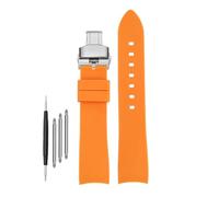 DKWOIS Compatibile con G-UCCI GC Bee Rosso Verde 1474 Cinturino in silicone YA1264033 Arc Mouth Cinturino in gomma for uomo e donna Bracciale da 20 mm 22 mm(A-orange-silver,20mm)