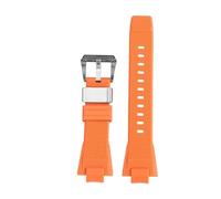 DKWOIS Compatibile Con Il Cinturino For Orologio Casio Steel Heart GST-B400 Series In Resina Modificata E Silicone. Cinturino Con Fibbia In Acciaio Con Motivo Ad Anello Migliorato.(Orange silver)