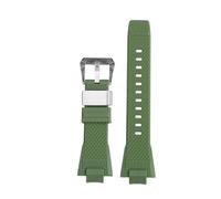DKWOIS Compatibile Con Il Cinturino For Orologio Casio Steel Heart GST-B400 Series In Resina Modificata E Silicone. Cinturino Con Fibbia In Acciaio Con Motivo Ad Anello Migliorato.(Green silver)