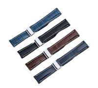 DKWOIS Compatibile con il cinturino in vera pelle da uomo Breitling Avenger/navitimer Premier con fibbia pieghevole e cinturino morbido da 22 mm e 24 mm.(A orange steel,22mm)