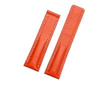 DKWOIS Compatibile con il cinturino in vera pelle da uomo Breitling Avenger/navitimer Premier con fibbia pieghevole e cinturino morbido da 22 mm e 24 mm.(A orange no clasp,22mm)