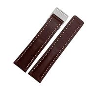 DKWOIS Compatibile con il cinturino in vera pelle da uomo Breitling Avenger/navitimer Premier con fibbia pieghevole e cinturino morbido da 22 mm e 24 mm.(A brown steel buckle,22mm)