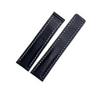 DKWOIS Compatibile con il cinturino in vera pelle da uomo Breitling Avenger/navitimer Premier con fibbia pieghevole e cinturino morbido da 22 mm e 24 mm.(A blue no clasp,24mm)