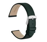 DKWOIS Elegante cinturino for orologio in vera pelle 8mm 10mm 12mm 14mm 16mm 18mm 20mm 22mm Cinturini di ricambio for braccialetto da donna(Dark Green-Silver,12mm)