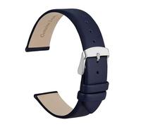 DKWOIS Elegante cinturino for orologio in vera pelle 8mm 10mm 12mm 14mm 16mm 18mm 20mm 22mm Cinturini di ricambio for braccialetto da donna(Navy Blue-Silver,10mm)