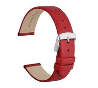 DKWOIS Elegante cinturino for orologio in vera pelle 8mm 10mm 12mm 14mm 16mm 18mm 20mm 22mm Cinturini di ricambio for braccialetto da donna(Red-Silver,18mm)