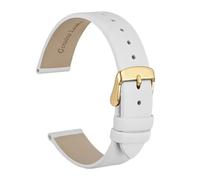 DKWOIS Elegante cinturino for orologio in vera pelle 8mm 10mm 12mm 14mm 16mm 18mm 20mm 22mm Cinturini di ricambio for braccialetto da donna(White-Gold,10mm)