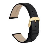 DKWOIS Elegante cinturino for orologio in vera pelle 8mm 10mm 12mm 14mm 16mm 18mm 20mm 22mm Cinturini di ricambio for braccialetto da donna(Black-Gold,18mm)