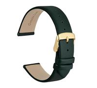 DKWOIS Elegante cinturino for orologio in vera pelle 8mm 10mm 12mm 14mm 16mm 18mm 20mm 22mm Cinturini di ricambio for braccialetto da donna(Dark Green-Gold,16mm)