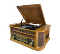 DL Giradischi vinile con altoparlanti e registrazione USB all-in-one, sistema stereo vintage con lettore CD, cassette, radio AM/FM, ingresso ausiliario, centro musicale