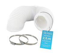 DL-pro 2,5m Tubo flessibile Ø100 mm (interno) - per condizionatore, cappa, asciugatrice - con 2 fascette - PVC bianco - NON compatibile con Ø102 mm