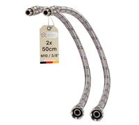 DL-pro 2 x 50 cm, tubo corazzato G 3/8 pollici x M10, lunghezza flessibile per rubinetto, secondo KTW-A DVGW (2)