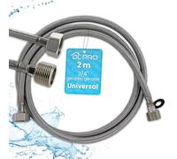 DL-pro Prolunga per tubo di alimentazione, 2 m, 3/4", dritta, da -15° a +90°, in acciaio inox per lavatrice, lavastoviglie e lavastoviglie