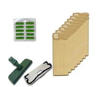 DL SERVICE Kit 8 Sacchetti per Folletto Vk120/121/122 + 10 Profumini + Spazzola Completa | Kit Risparmio compatibile con Aspirapolvere Vorwerk Folletto Vk 120 121 122