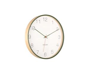 [DL] Wall Clock Joy Wood w. Dark Green Accents -