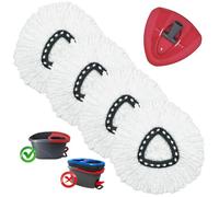 DLAIMI 4-pack Testa di ricambio dello mop rotante &1 Base rotante rossa compatibile con Vileda Turbo 3 in uno, testa di mop in fibra ultra fine per una pulizia efficiente, adatta a tutti i pavimenti