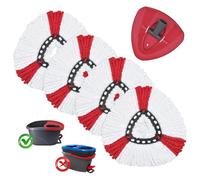 DLAIMI 4-pack Testa di ricambio dello mop rotante &1 Base rotante rossa compatibile con Vileda Turbo 3 in uno, testa di mop in fibra ultra fine per una pulizia efficiente, adatta a tutti i pavimenti