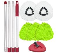DLAIMI Confezione da 5 testine di ricambio con manico, compatibili con ricambi Vileda Spin Mops, set combinato di base per mocio Ocedar, manico da 30-58 pollici e ricariche in microfibra per la