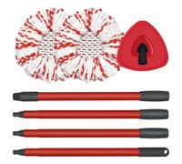 DLAIMI Spin Mop Testina di ricambio, base, manico compatibile con Vileda Turbo 3-in-1 testine per mop in microfibra, copertura per testina a triangolo e set combinato di manici per mop