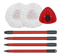 DLAIMI Spin Mop Testina di Ricambio, Base, Manico Compatibile con Vileda Turbo 3-in-1 testine per mop in Microfibra, Copertura per Testina a Triangolo e Set Combinato di Manici per mop