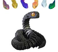 DLAIUSMALL Giocattolo a forma di serpente stampato 3D, realistico mobile, decorazione da scrivania, con giunti a forma di serpente per autismo/ADHD (nero)