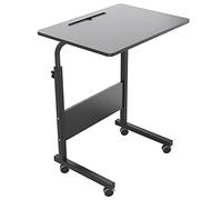 DlandHome 60 x 40 cm Tavolino Computer con Tavolino Regolabile in Altezza a Rulli con 4 Rotelle Bloccabili per Ufficio Camera da Letto,con Slot per Tablet, Nero