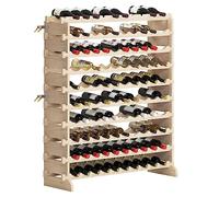 DlandHome Armadietto per vino da 10 livelli per 100 bottiglie - Scaffale per vino componibile per bottiglie in legno, 110 x 35 x 116,5 cm