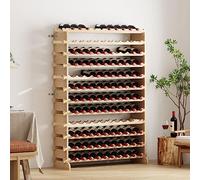 DlandHome Armadietto per vino per 120 bottiglie, 110 x 35 x 140 cm, scaffale per vino modulare, portabottiglie in legno di pino massiccio