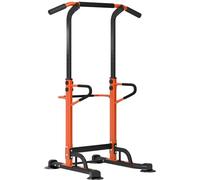 DlandHome Power Tower - Stazione di potenza regolabile, multifunzione, per fitness, allenamento della forza, per la casa, con barra per trazioni, per flessioni, altezza nero/arancione