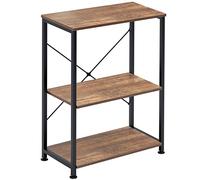 DlandHome Scaffale portaoggetti per soggiorno, scaffale a 3 piani robusto in metallo e legno, 60 x 30 x 75 cm