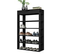 DlandHome scarpiera a 5 Strati scarpiera Contenitore in Legno portaoggetti Sedile cremagliera corridoio Staffa scarpiera Black Willow