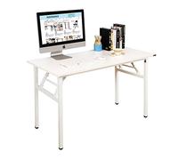 DlandHome Scrivania Casa e Ufficio, Pieghevole Salvaspazio 120 x 60cm, Tavolo da Lavoro o Studio per Computer o Laptop, Compatto e Robusto, Carico 136kg Max,Bianca
