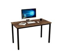 DlandHome Scrivania per computer in legno, 120 x 60 cm, tavolo da lavoro, tavolo da conferenze, tavolo da pranzo in legno e acciaio, per ufficio e casa, marrone/nero