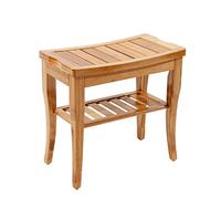 DlandHome Sgabello Scarpiera di bambù con Porta Scarpe Scaffale, Panca Multifunzionale per Soggiorno Bagno Casa Spiaggia Picnic Giardino
