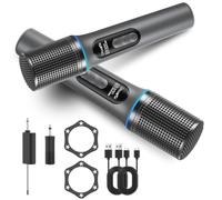 DLARA Wireless Microphone,Microfono WirelessKaraokeconRicevitore RicaricabileDurata 40 Ore,Portata Di Ricezione 200 Piedi,Controllo Del VolumeSet per discorsi dicantoDJ Chiesa,feste,matrimoni