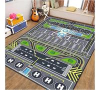 DLAYLQZG Tappeto Gioco Educativo Pista Aeroporto Morbido Antiscivolo, Lavabile Per Decorazione Sala Giochi, Camera, Soggiorno, Cucina (Track,80x120cm)