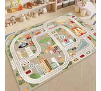 DLAYLQZG Tappeto Pista con Base in Gomma Antiscivolo Gioco Educativo Ragazzi Ragazze Tappeto da Gioco per Camera dei Bambini, Stanza dei Giochi e Camera da Letto (White,100x200cm)