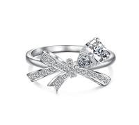 DLAZUM Anelli con Fiocco per Donna Anelli in Argento Sterling 925 per Donna Anelli per lei FEDI Nuziali per Donna Anello con Nodo d'Amore Infinito per Sempre per Anniversario Compleanno, Bianco, 6