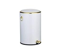 DLAZUM Cestino per la raccolta differenziata dei rifiuti rotondo con coperchio, a pedale, per uso domestico, per soggiorno, camera da letto, cucina, moderno e minimalista, in acciai,Blanc-8L