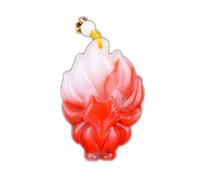 DLAZUM Collana con Ciondolo in Giada Rossa e Bianca Naturale Feng Shui per Donna, autentica Giada Dorata Yoga, Volpe Spirituale a Nove Code