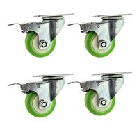 DLAZUM Set di 4 Ruote girevoli con Freni, Gomma Morbida TPR Verde, Doppio Cuscinetto e Copertura Antipolvere, capacità 200 kg,Brake-100mm