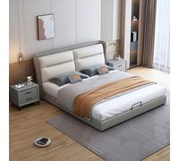 DLCQIJI Letto moderno bianco della piattaforma di dimensione della regina, sostegno ergonomico della testiera imbottita di legno delle doghe del letto senza rumore