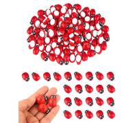 DLDIZM 120 Pezzi Coccinelle Portafortuna in Legno 18x25mm, Adesivi Autoadesivi per Decorazione Giardino Fata, Mini Coccinelle Decorative per Piante, DIY Artigianato, Regalo Inaugurazione Negozi