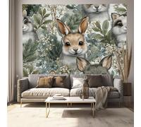 DLERFLOVR Arazzo da Appendere alla Parete, 100x75 cm Arazzi da Parete Animali Della Foresta Tappezzeria Scena Nel Bosco Carta da Parati per Soggiorno Camera da Letto Dormitorio, Verde Chiaro