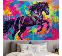 DLERFLOVR Arazzo da Parete Il Cavallo Oscuro Sorge - Appeso da Parete - 200x150 cm - Poster da Graffiti Colorati per Camera da Letto Soggiorno Dormitorio Murale Decorazione, Multicolore