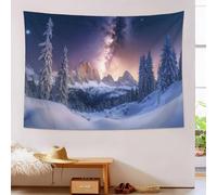 DLERFLOVR Arazzo da Parete Paesaggio Invernale, Arazzo Grande Telo Scena Innevata Della Via Lattea Decorazione da Poster Murali, Anno Nuovo Partito Decorazione Banner, Viola